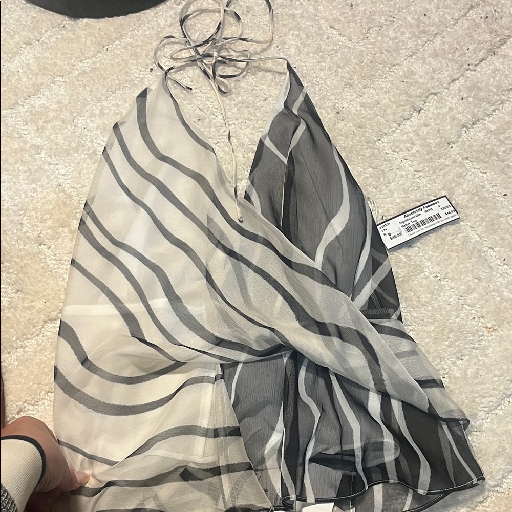 Striped Black and White Halter Top